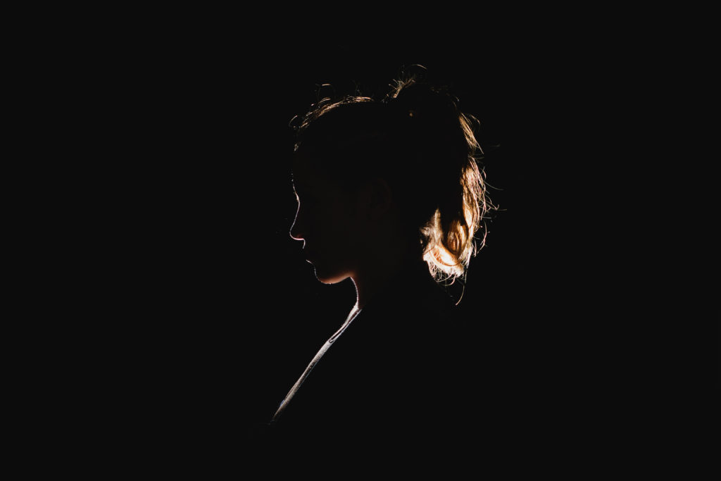 Silhouette of woman alone